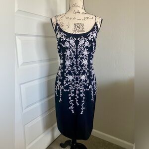 Vintage 90s Maggy London Cocktail Dress with Beaded Straps